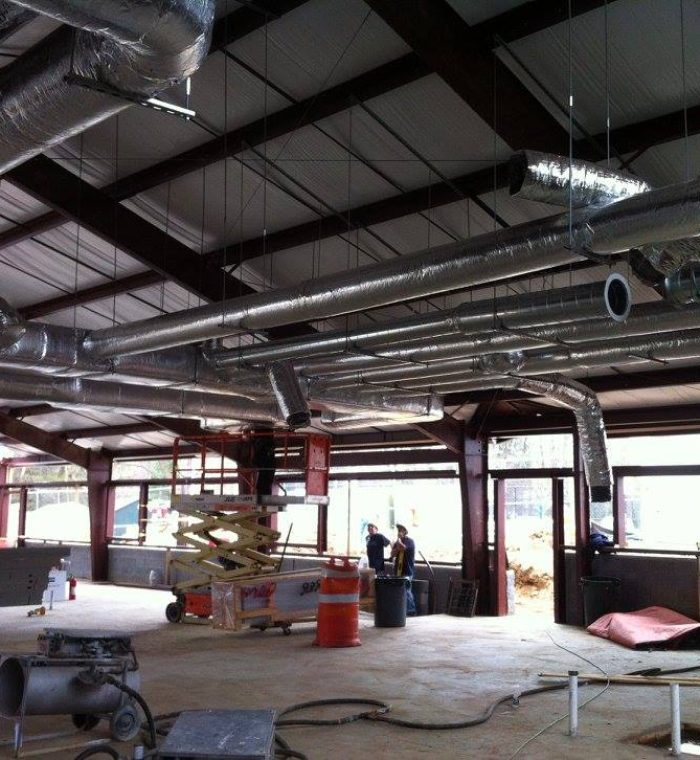 Ductwork inside newly built gym